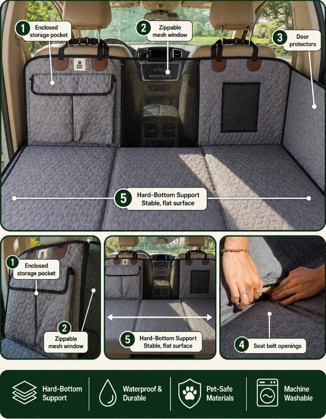 KomorePets Hard Bottom Car Seat Cover